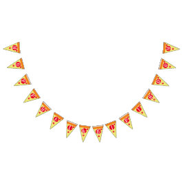 Söta pizzaköttskivor födelsedagsgirlander flaggor