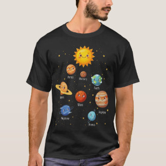 Söta planeter runt sol rymd galax t shirt