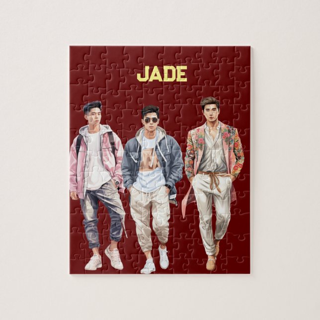 Söta pojkar personlig namn pussel (Vertikal)