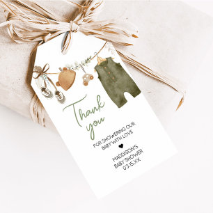 Söta Pojke Boho Clothes Baby Shower Favor Taggar Presentetikett