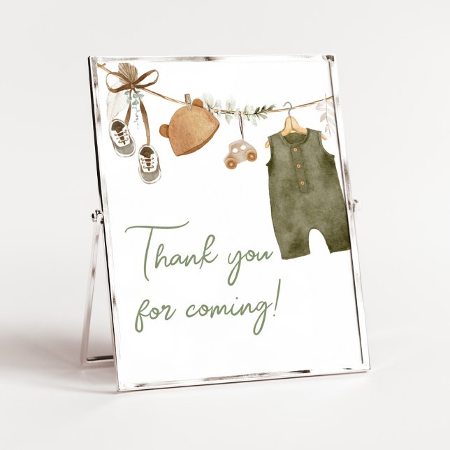 Söta Pojke Boho-kläder Tack för att du kom Poster (Boho Clothes Sweet Baby Boy Baby Shower Thank you for Coming Sign)