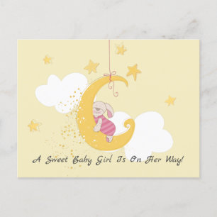 Söta Pojke Kanin Måne Baby Shower Inbjudan Vykort