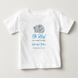 Söta pojkens elefantvattensfärg baby shower t shirt