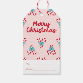 Söta Polkagrisar och Bows-jul Presentetikett