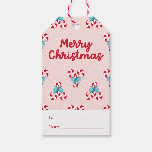 Söta Polkagrisar och Bows-jul Presentetikett (Framsidan)