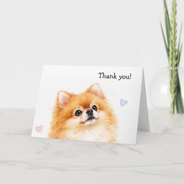 Söta Pommeranian Hund Tack Kort (Framsida)