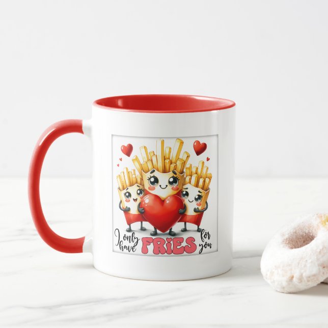 Söta pommes frites kärleksord konst  mugg (Med munk)