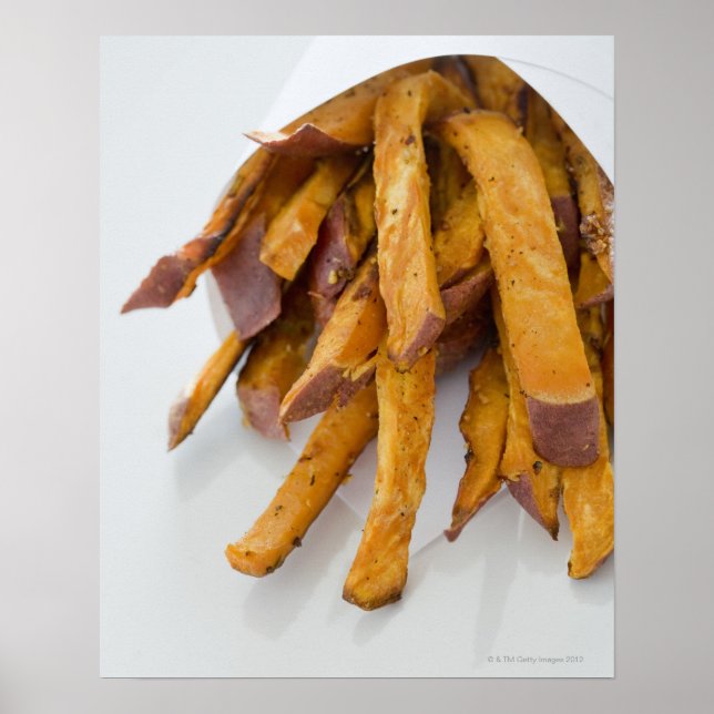 Söta potatisfrites i papper säck, täck upp. poster (Framsidan)