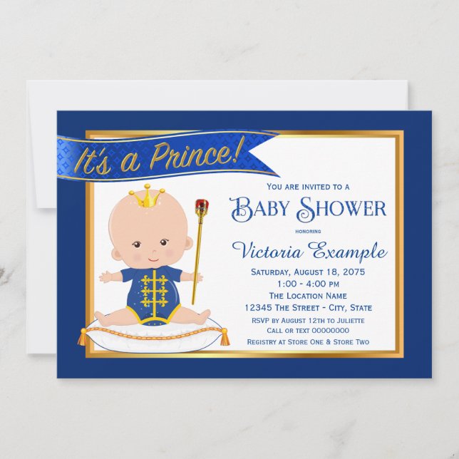 Söta prinsbabykalasinbjudningar inbjudningar (Framsida)