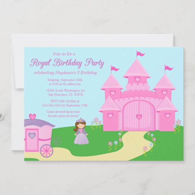 Söta prinsessans födelsedagsfest inbjudan (Framsida)