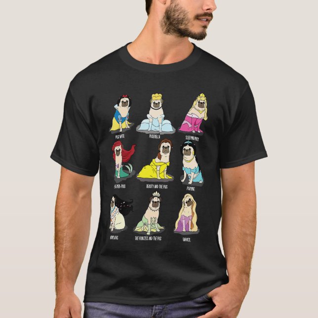 Söta prinsessor Mops Mopsmode Hund T Shirt (Framsida)
