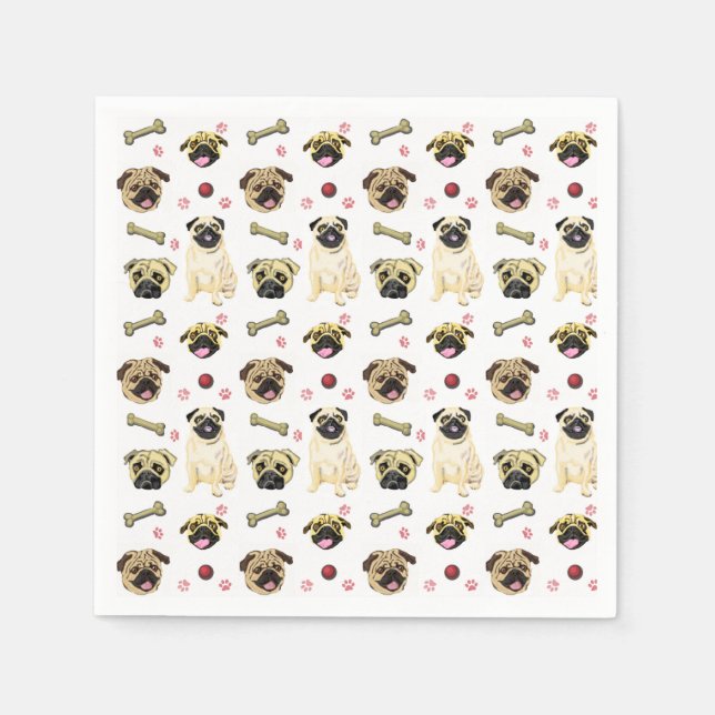 Söta Puggletryckta Pappersservetter (Framsidan)