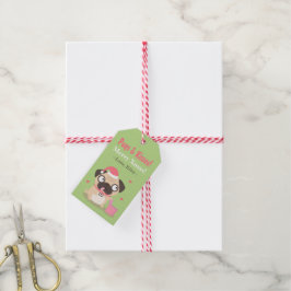 Söta Pugs och Kyssar God Jul Presentetiketter