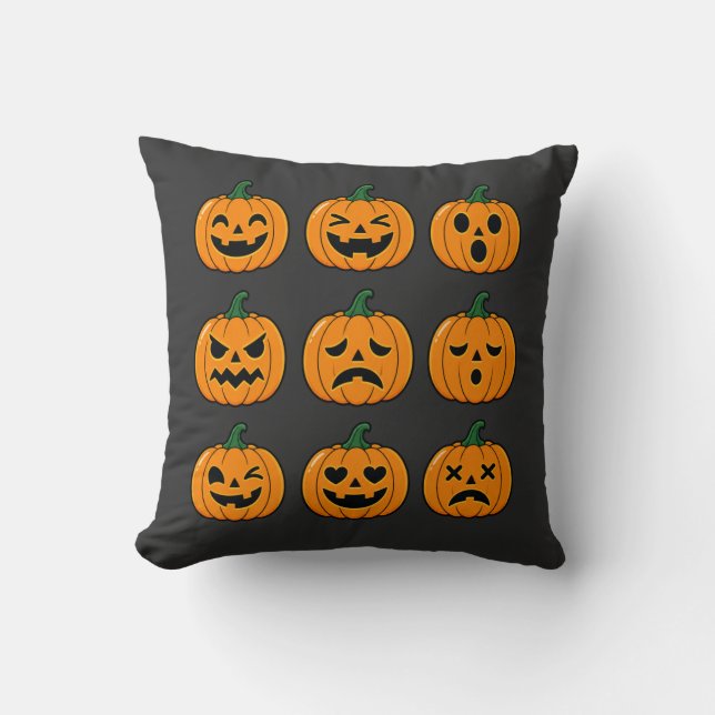 Söta pumpa ansikten Halloween-design Kudde (Framsida)