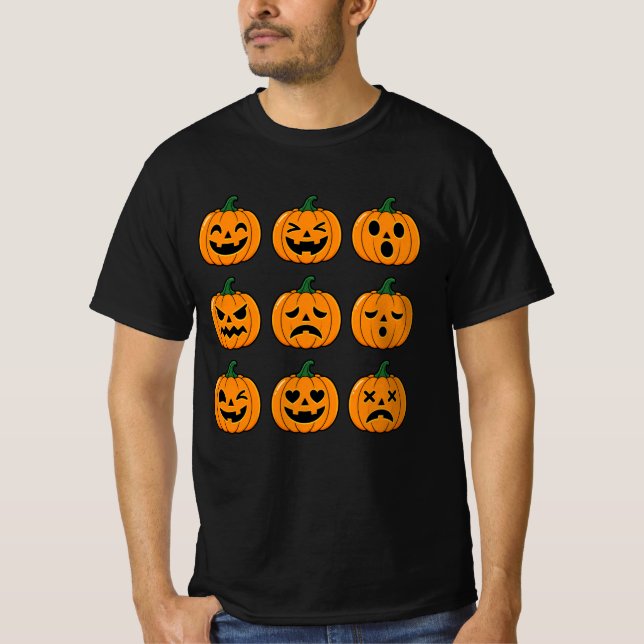 Söta pumpa ansikten Halloween-design T Shirt (Framsida)