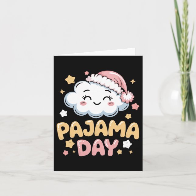 Söta Pyjamasdag Moln Tecknad Konst Kort (Framsida)