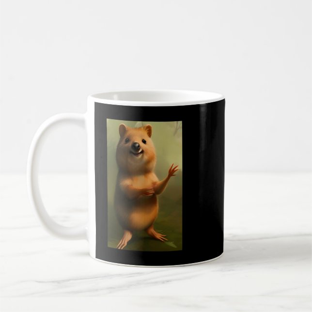 Söta quokka söta djur som leker teckning tecknad kaffemugg (Vänster)