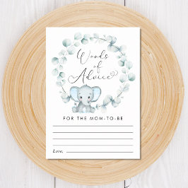 Söta råd Elefant Baby Pojke Bebis Shower Tilläggskort