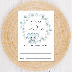 Söta råd Elefant Baby Pojke Bebis Shower Tilläggskort