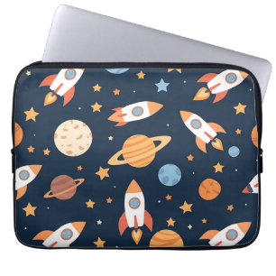 Söta Raketer Planeter Rymdmönster Laptop Fodral