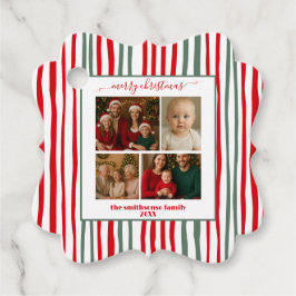 Söta ränder familj Foto god jul Gåvor Etiketter