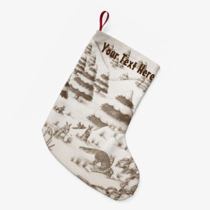 Söta rävar och kaniner som leker säsong snö liten julstrumpa