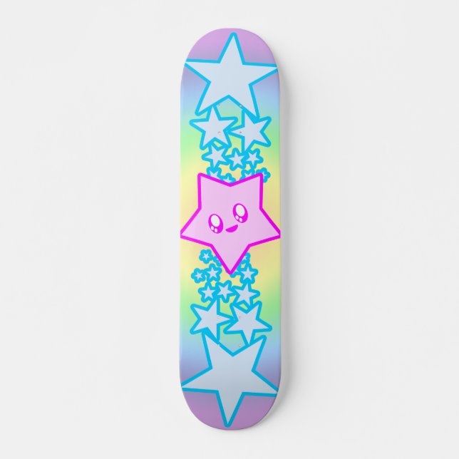Söta Rave Glada Stjärnor Mini Skateboard Bräda 18,7 Cm (Framsida)