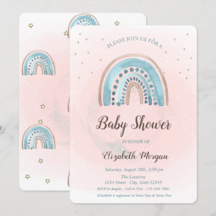 Söta regnbågar stjärnor baby shower inbjudningar
