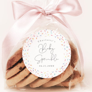 Söta regnbågsbaby Sprinkle Shower Förmånsetiketter Runt Klistermärke
