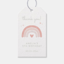 Söta regnbågsflicka födelsedags tack favor presentetikett