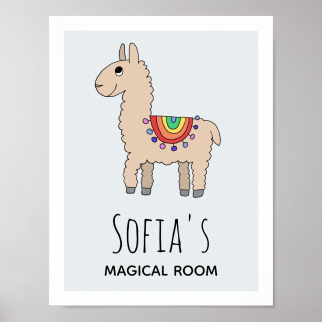 Söta regnbågslamadessin & namn pojkars & flickors  poster (Framsidan)
