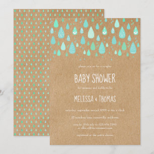 Söta regndroppar Par Baby Shower / Sprinkle Inbjudningar