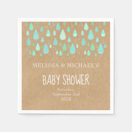 Söta regndroppar Par Baby Shower/Sprinkle Rustik Pappersservett