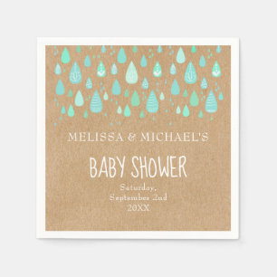 Söta regndroppar Par Baby Shower/Sprinkle Rustik Pappersservett