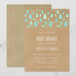 Söta regndroppar Par Baby Shower / Strössel Inbjudningar