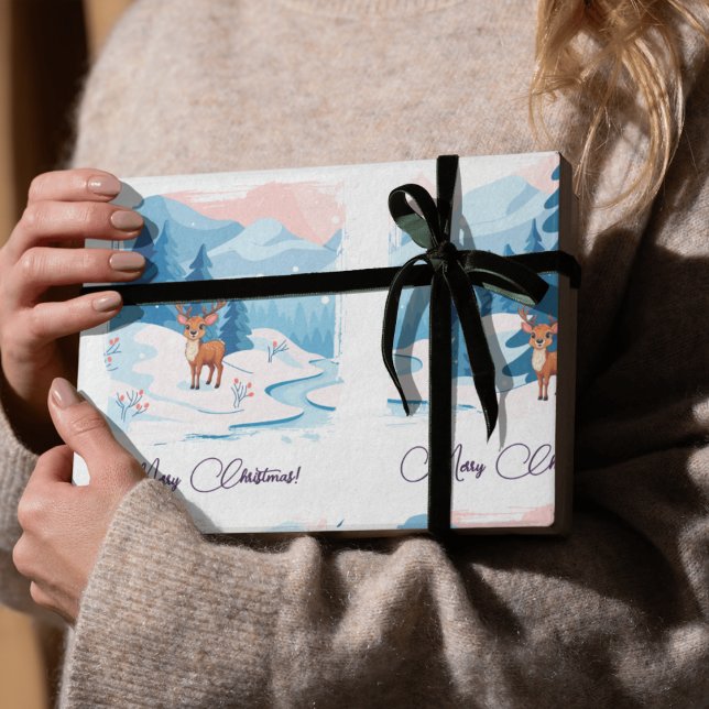 Söta renar i ett vinterlandskap  presentpapper (Skapare uppladdad)