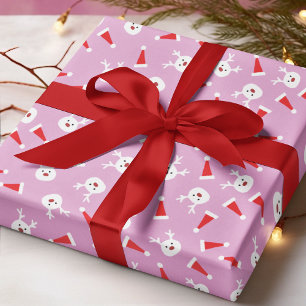 Söta renar jultomte hattar julmönster presentpapper