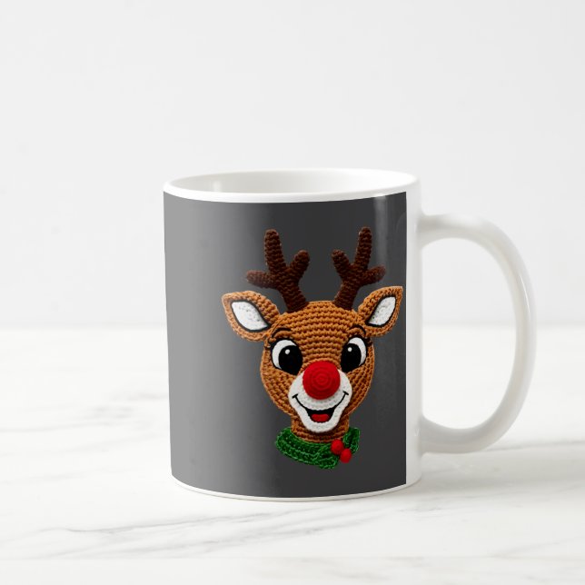 Söta renar Rudolf virkade julpyjamas högtid Kaffemugg (Höger)