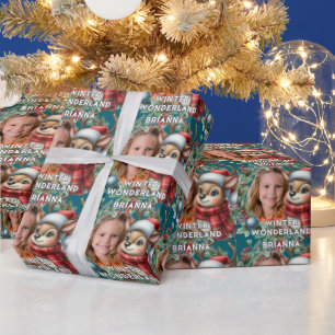 Söta renar vintervonderland jul foto presentpapper