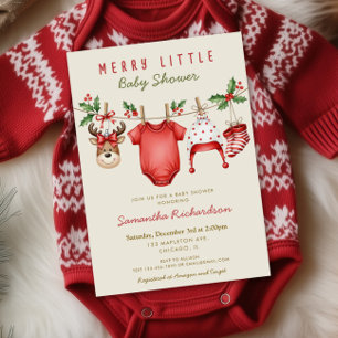 Söta renbabykläder Merry Little Christmas Inbjudningar