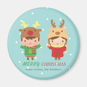 Söta renbarn Julglada julfestfavor Magnet