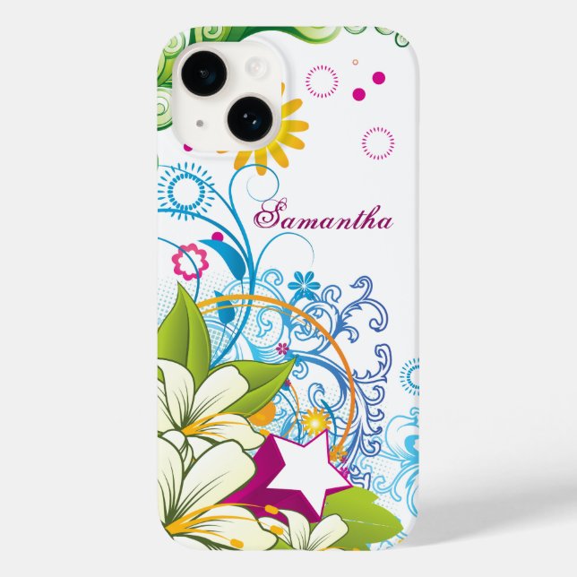 Söta Retro Blommor och Stjärnor, Flickaktig Grunge (Baksida)