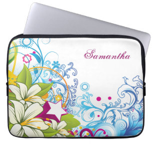 Söta Retro Blommor och Stjärnor, Flickaktig Grunge Laptop Sleeve
