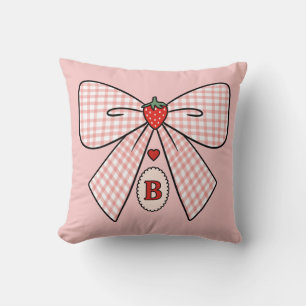Söta Retro Monogram Första Bokstaven Jordgubbs Coq Kudde