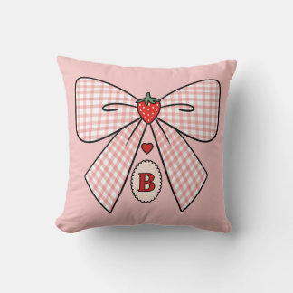 Söta Retro Monogram Första Bokstaven Jordgubbs Coq Kudde