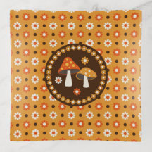 Söta Retro-svampar och blommor