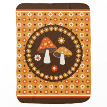 Söta Retro-svampar och blommor