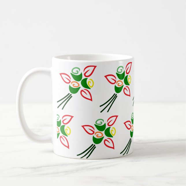 Söta Retro Vårblommor på en Kaffe Kopp Mugg (Vänster)