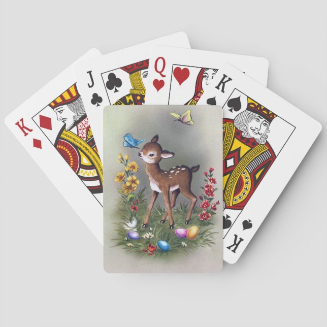 Söta retro vintage påskdjur casinokort (Baksidan)