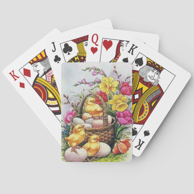 Söta retro vintage påskkycklingar casinokort (Baksidan)